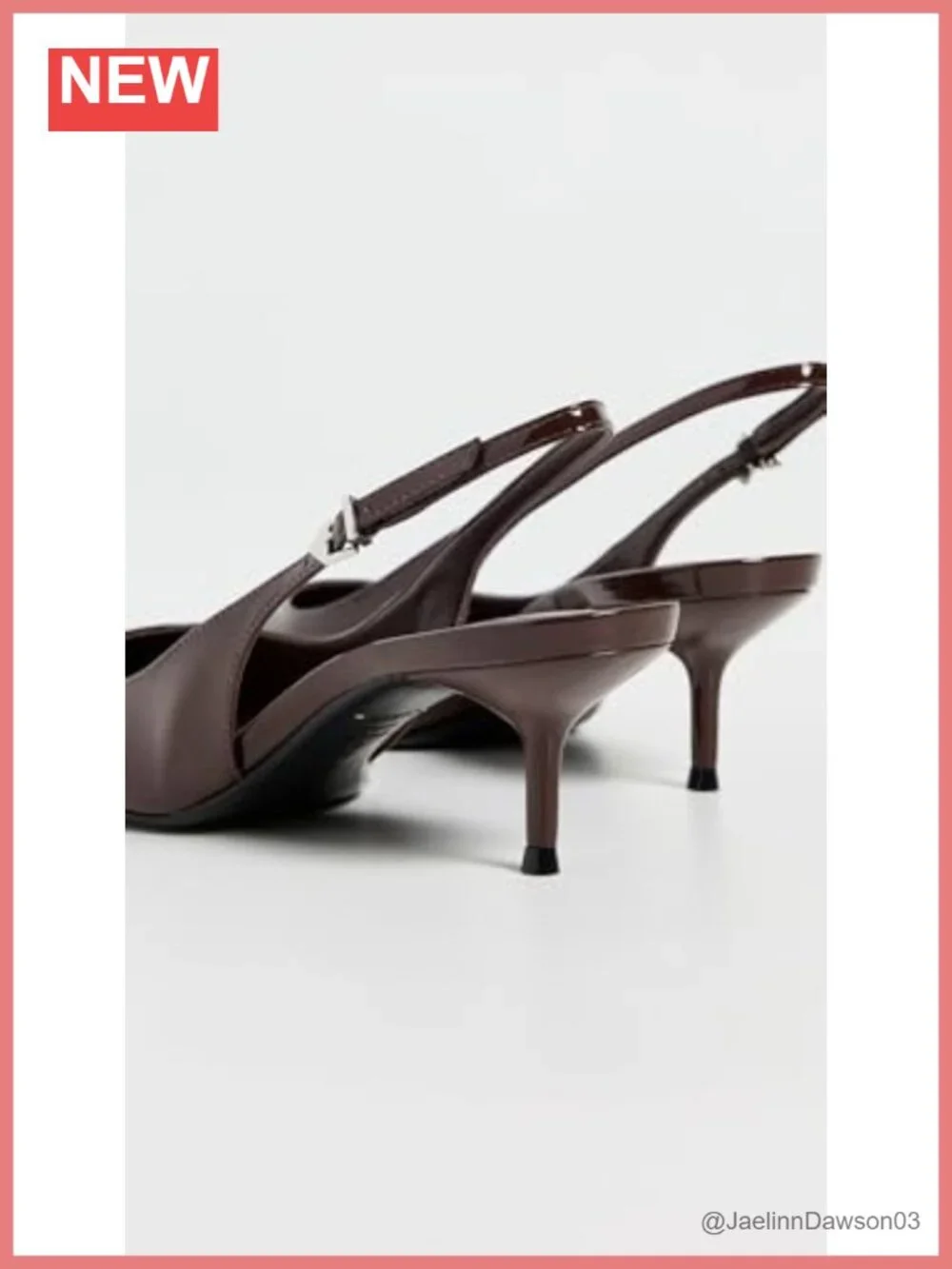 Kitten Heel Slingback Pointed Toe Leather Heels - Formal